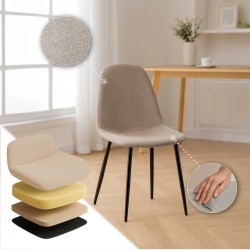 Juego de 4 sillas de comedor Napier en tela color crema