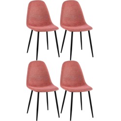 Juego de 4 sillas de comedor Napier en tela naranja