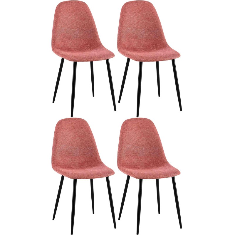 Juego de 4 sillas de comedor Napier en tela naranja