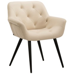 Silla de comedor Langford, piel sintética, color crema
