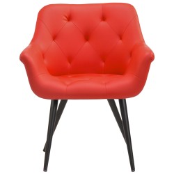 Silla de comedor Langford, imitación de cuero, roja