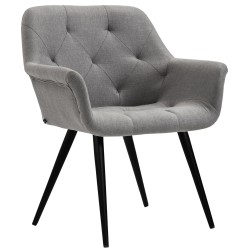 Silla de comedor Langford, tapizada en tela gris.