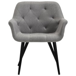 Silla de comedor Langford, tapizada en tela gris.