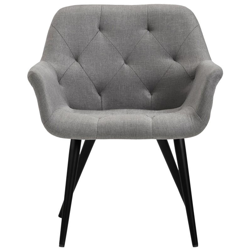 Silla de comedor Langford, tapizada en tela gris.