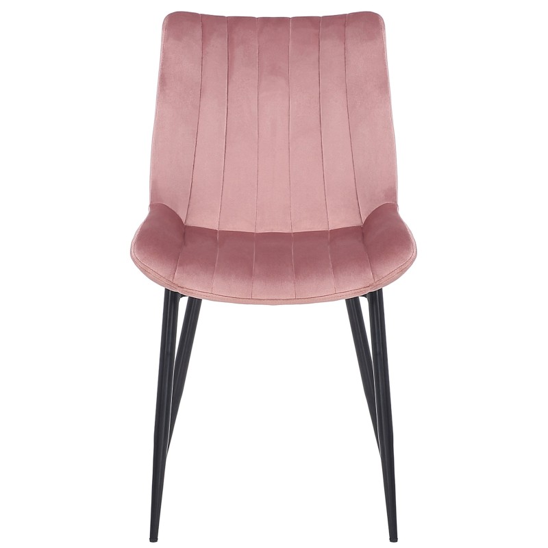 Juego de 2 sillas Rahden en terciopelo rosa