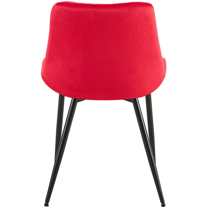 Juego de 2 sillas Rahden en terciopelo rojo