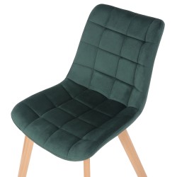 Juego de 2 sillas de comedor Passaic en terciopelo verde