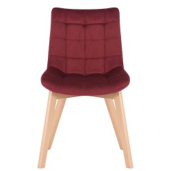 Juego de 2 sillas de comedor Passaic en terciopelo rojo
