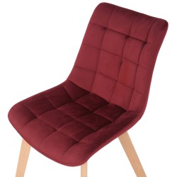 Juego de 2 sillas de comedor Passaic en terciopelo rojo