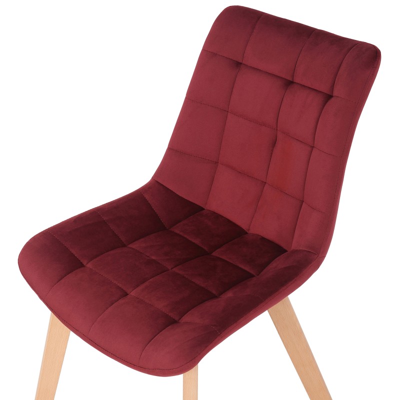 Juego de 2 sillas de comedor Passaic en terciopelo rojo