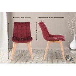 Juego de 2 sillas de comedor Passaic en terciopelo rojo