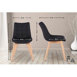 Juego de 2 sillas de comedor Passaic en terciopelo negro