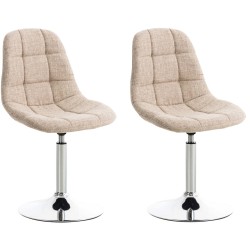 Juego de 2 sillas Emil en tela color crema