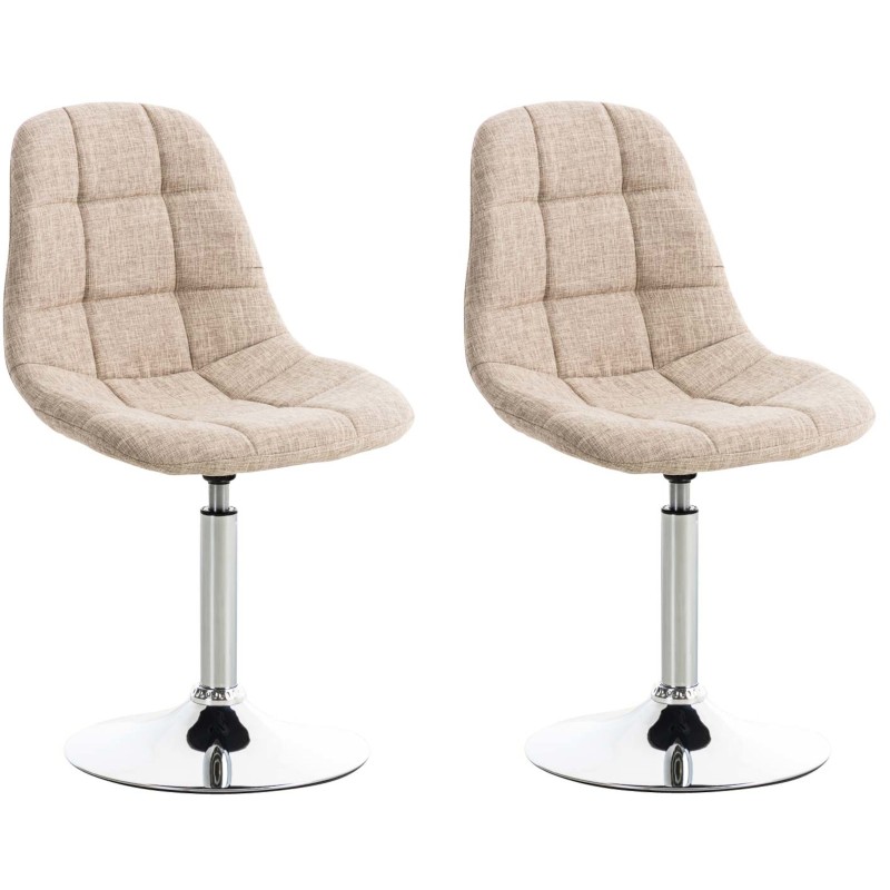 Juego de 2 sillas Emil en tela color crema