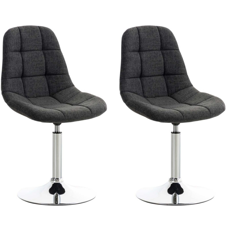 Juego de 2 sillas Emil, tapizadas en tela gris oscuro.