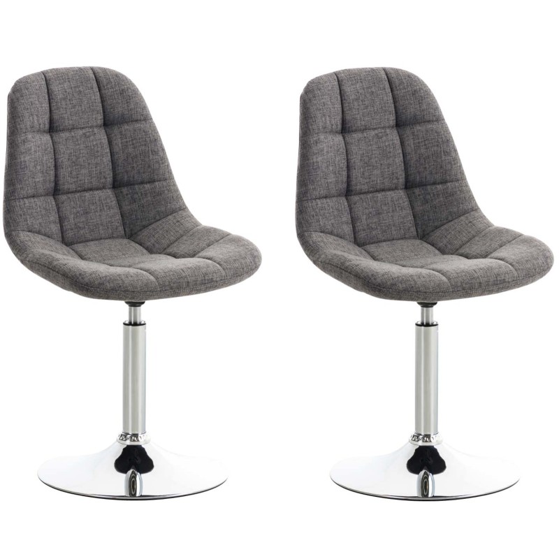 Juego de 2 sillas Emil, tapizadas en tela gris claro