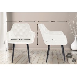 Silla de comedor Stanley, terciopelo, color crema