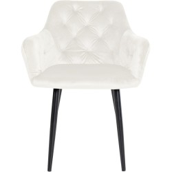 Silla de comedor Stanley, terciopelo, color crema