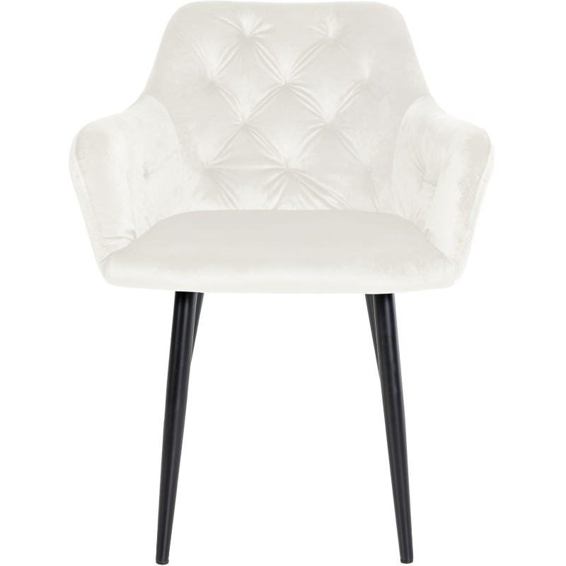 Silla de comedor Stanley, terciopelo, color crema