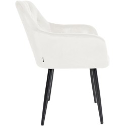 Silla de comedor Stanley, terciopelo, color crema
