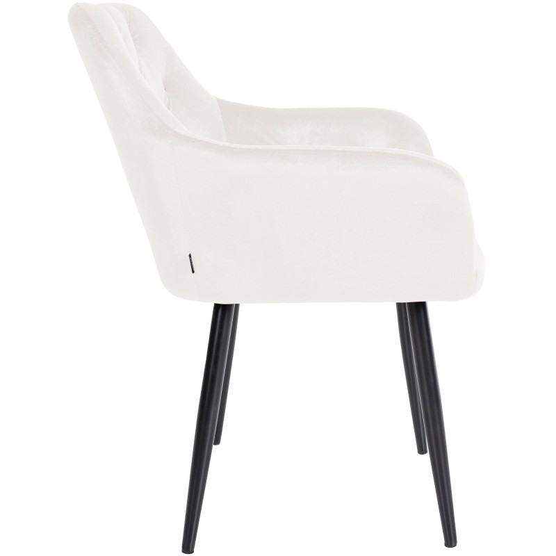 Silla de comedor Stanley, terciopelo, color crema