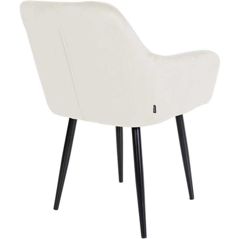 Silla de comedor Stanley, terciopelo, color crema