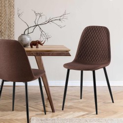 Juego de 4 sillas Giverny tapizadas en tela marrón