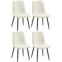 Juego de 4 sillas tapizadas en tela color crema de Dijon