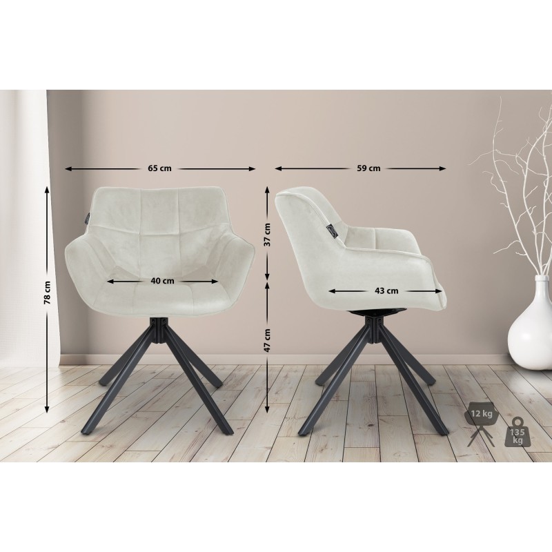 Sillón Westport, terciopelo, color crema