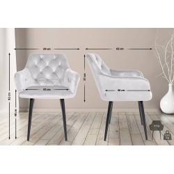 Silla de comedor Stanley, terciopelo gris