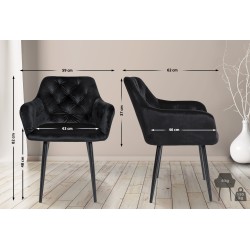 Silla de comedor Stanley, terciopelo, negra