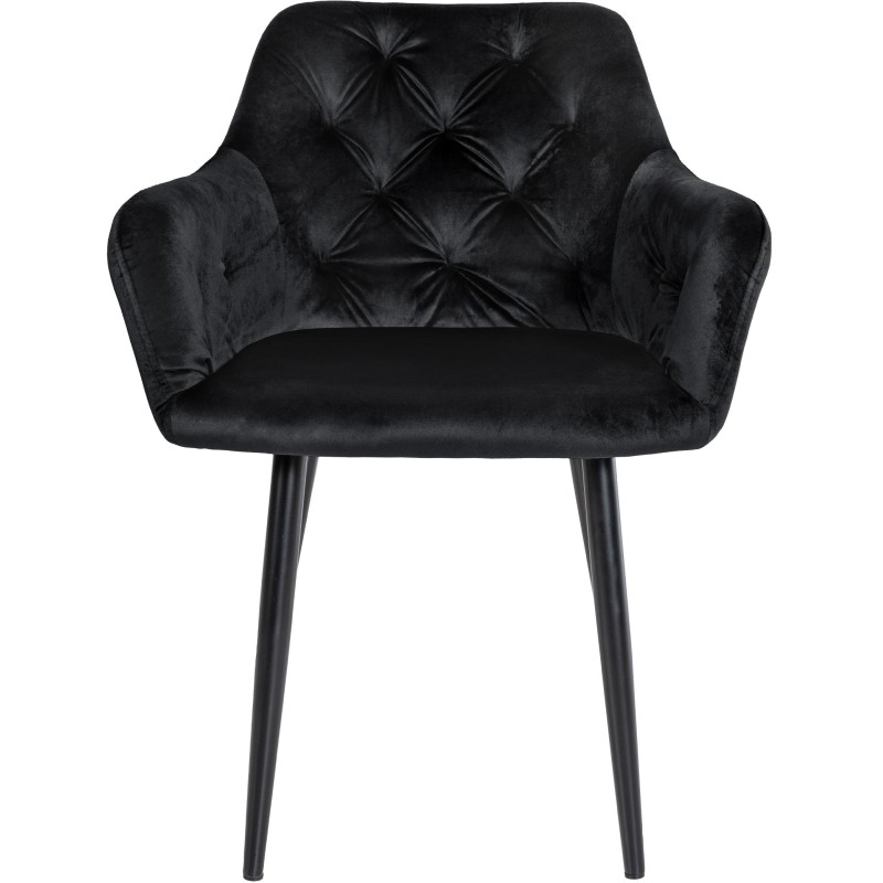 Silla de comedor Stanley, terciopelo, negra
