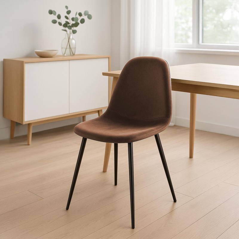 Silla de comedor Napier, terciopelo, marrón