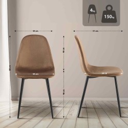 Silla de comedor Napier, terciopelo, marrón