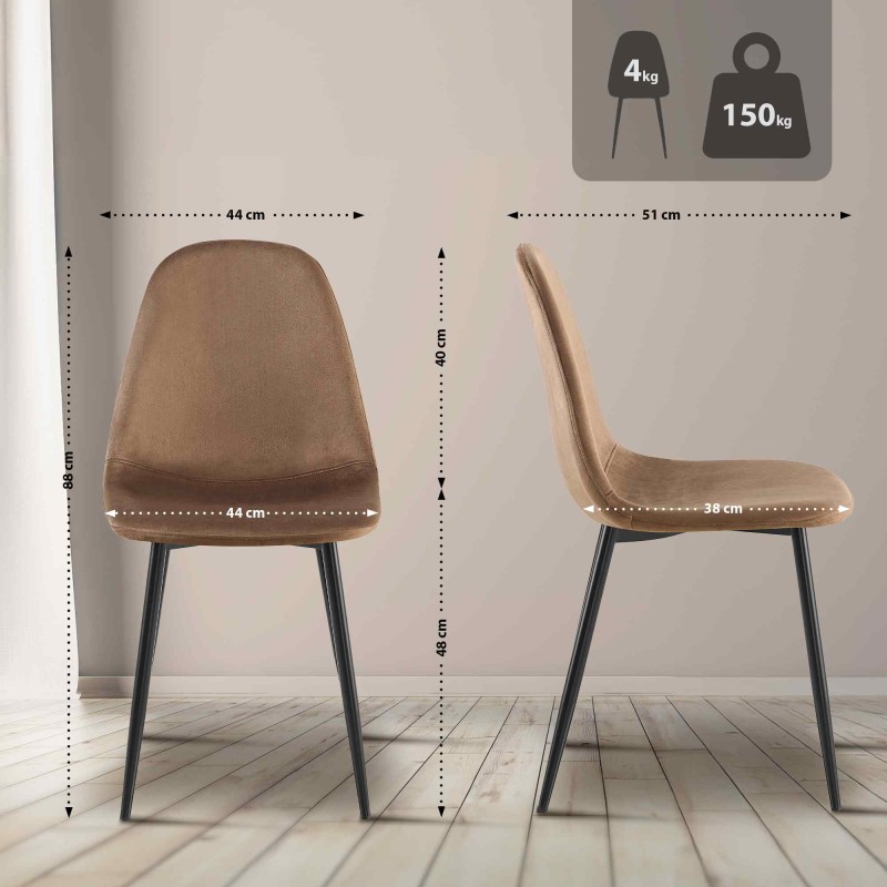 Silla de comedor Napier, terciopelo, marrón