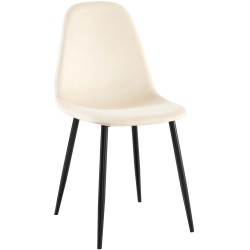 Silla de comedor Napier, terciopelo, crema