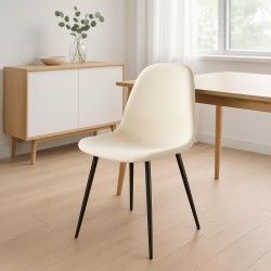 Silla de comedor Napier, terciopelo, crema
