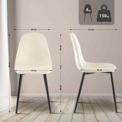 Silla de comedor Napier, terciopelo, crema