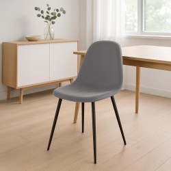 Silla de comedor Napier, terciopelo gris