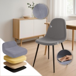 Silla de comedor Napier, terciopelo gris