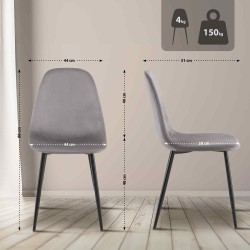 Silla de comedor Napier, terciopelo gris