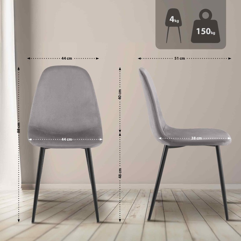 Silla de comedor Napier, terciopelo gris