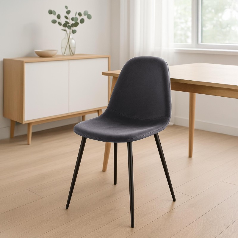 Silla de comedor Napier, terciopelo, gris oscuro