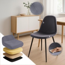 Silla de comedor Napier, terciopelo, gris oscuro