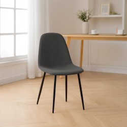 Silla de comedor Napier, tela gris