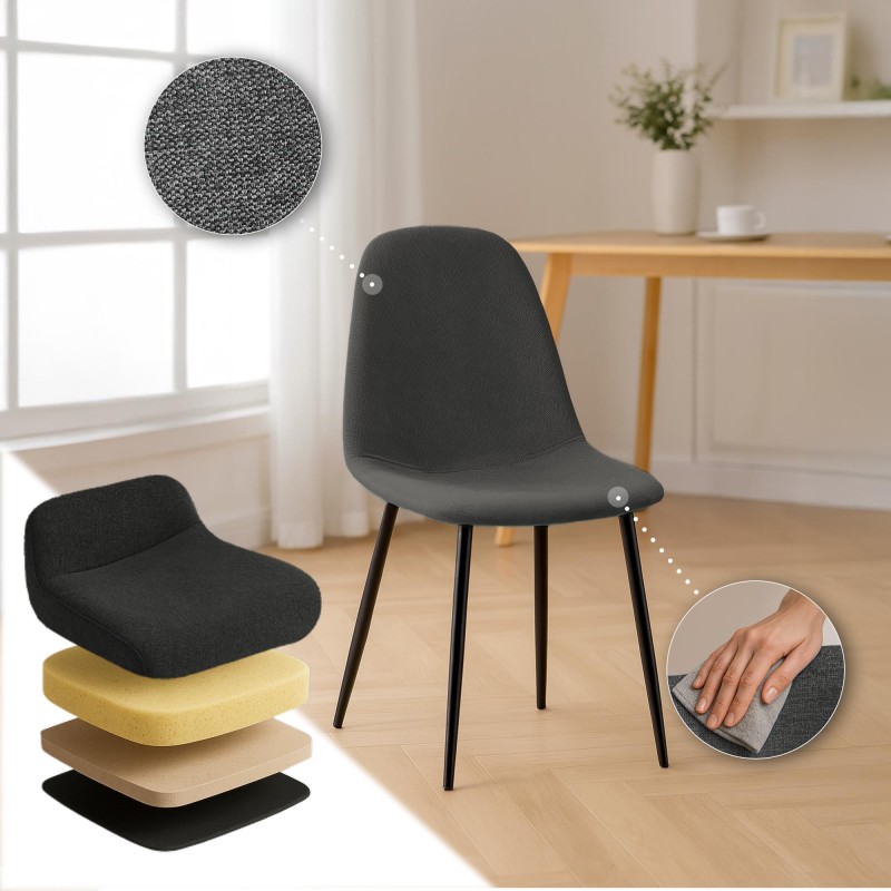 Silla de comedor Napier, tela gris