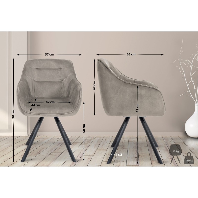 Sillón Russell, terciopelo gris