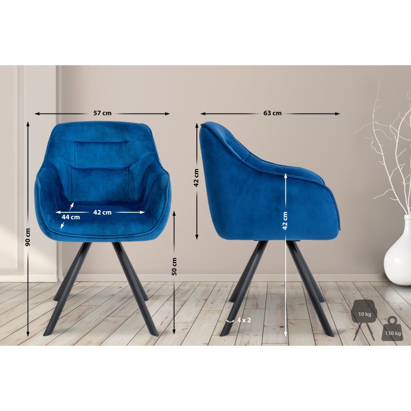 Sillón Russell, terciopelo, azul