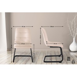 Silla de comedor Vermont, terciopelo, color crema