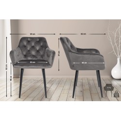 Silla de comedor Stanley, terciopelo, gris oscuro